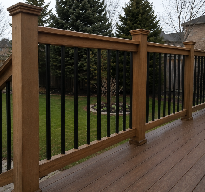Mixed-Material Railing on an Ottawa-area deck